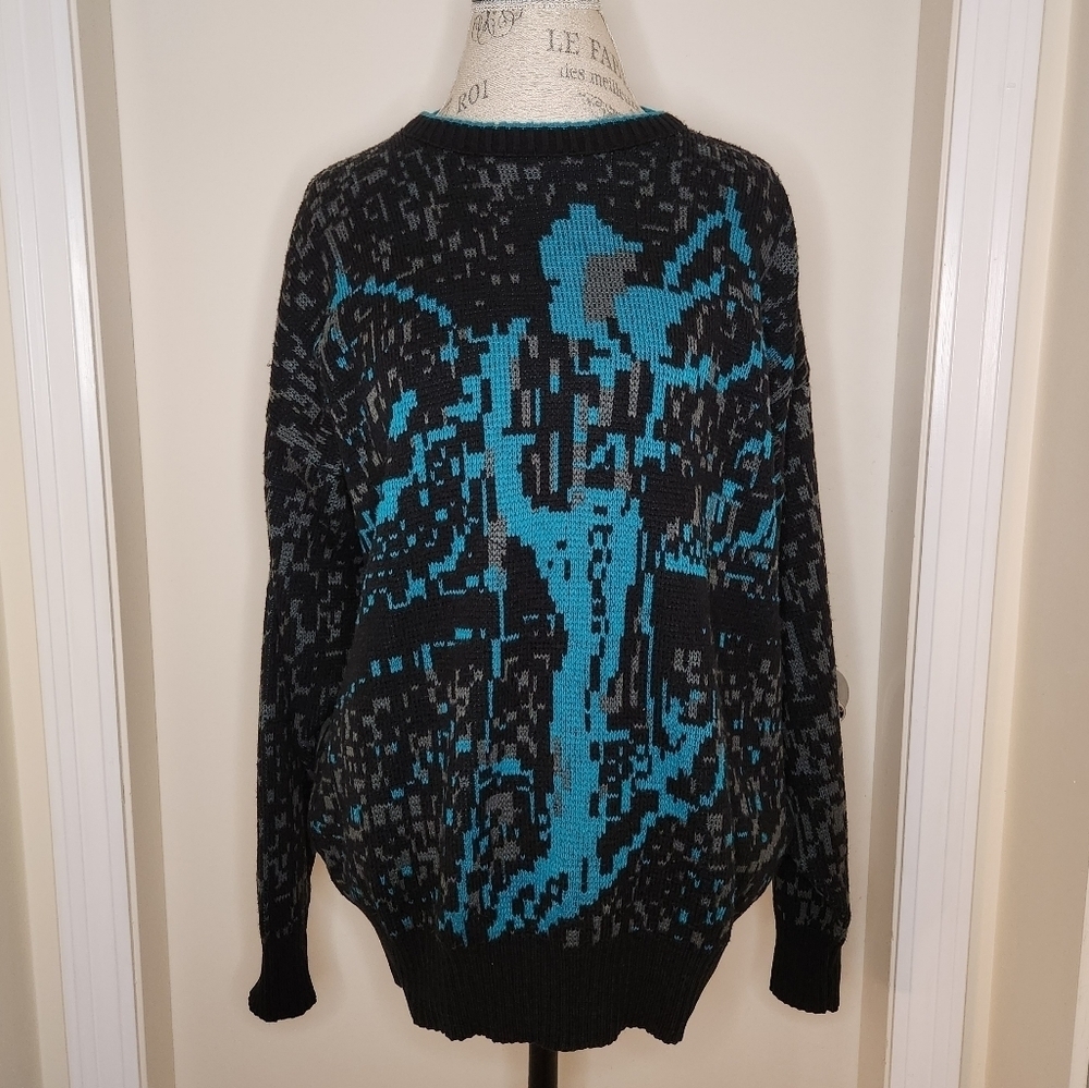 Vintage 80s pixel Pop Art sweater